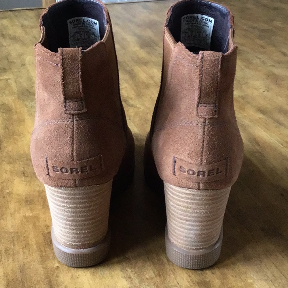 SOREL Joan Uptown Chelsea Suede Wedge Waterproof Booties-Sz 8